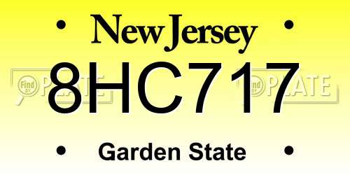 8HC717 New Jersey License Plate