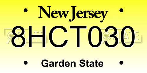 8HCT030 New Jersey License Plate