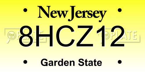 8HCZ12 New Jersey License Plate