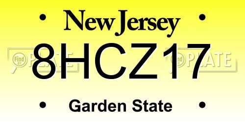 8HCZ17 New Jersey License Plate