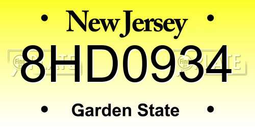 8HD0934 New Jersey License Plate