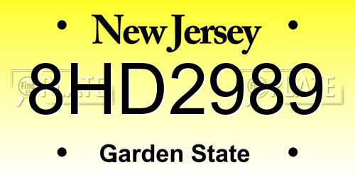 8HD2989 New Jersey License Plate