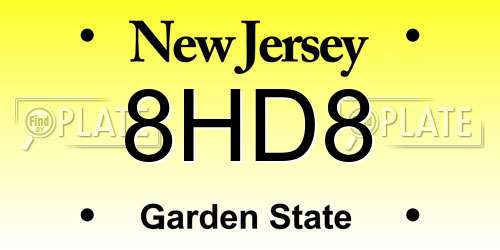 8HD8 New Jersey License Plate