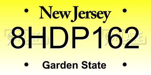 8HDP162 New Jersey License Plate