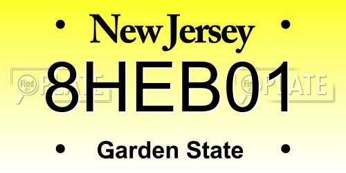 8HEB01 New Jersey License Plate
