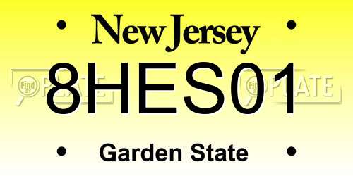 8HES01 New Jersey License Plate