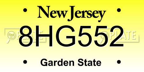8HG552 New Jersey License Plate
