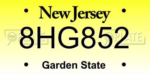 8HG852 New Jersey License Plate