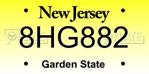 8HG882 New Jersey License Plate