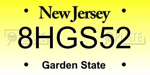 8HGS52 New Jersey License Plate