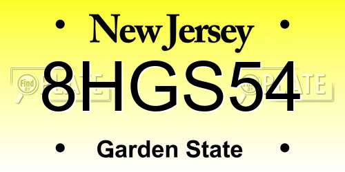 8HGS54 New Jersey License Plate