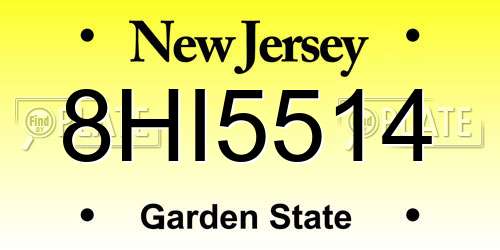 8HI5514 New Jersey License Plate
