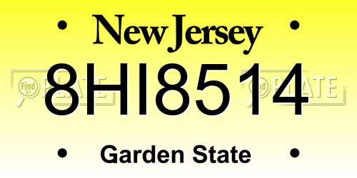 8HI8514 New Jersey License Plate