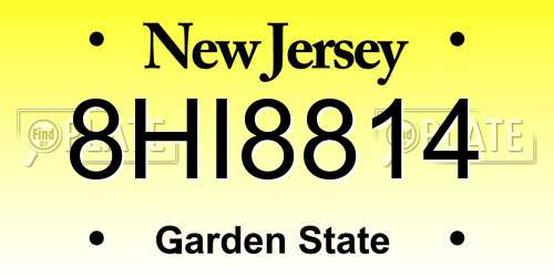 8HI8814 New Jersey License Plate