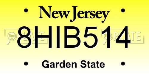 8HIB514 New Jersey License Plate