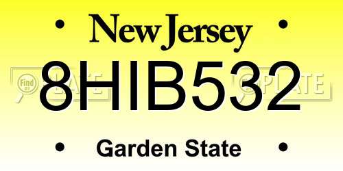 8HIB532 New Jersey License Plate