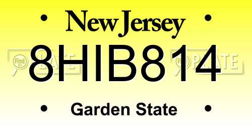 8HIB814 New Jersey License Plate