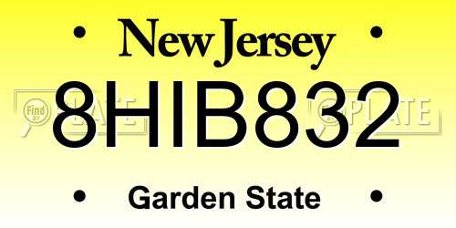 8HIB832 New Jersey License Plate