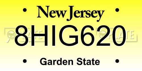 8HIG620 New Jersey License Plate
