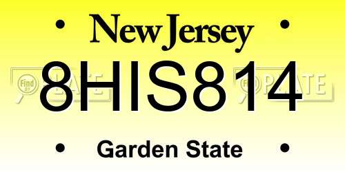 8HIS814 New Jersey License Plate