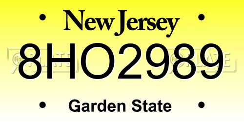 8HO2989 New Jersey License Plate