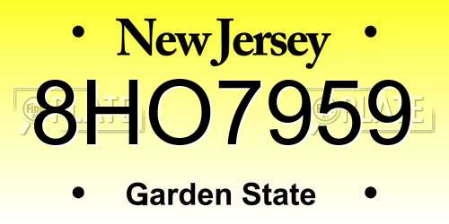8HO7959 New Jersey License Plate