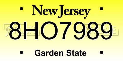 8HO7989 New Jersey License Plate