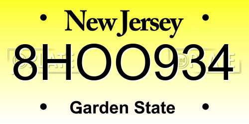 8HOO934 New Jersey License Plate
