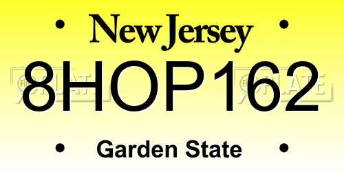 8HOP162 New Jersey License Plate