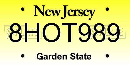 8HOT989 New Jersey License Plate