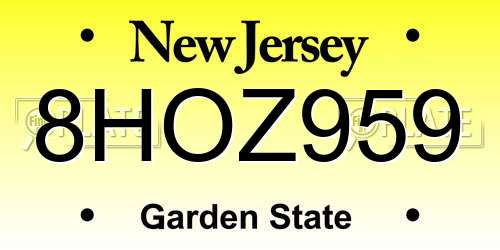 8HOZ959 New Jersey License Plate