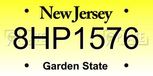 8HP1576 New Jersey License Plate