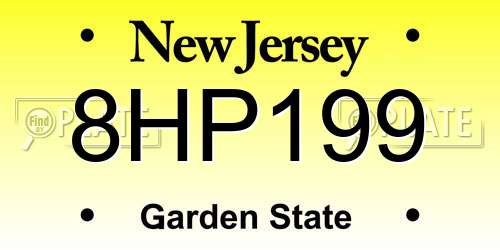 8HP199 New Jersey License Plate