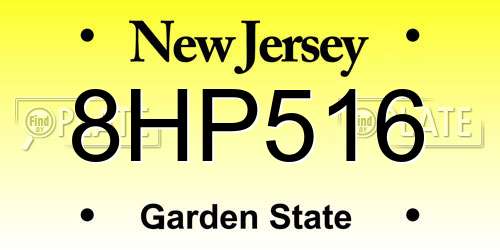 8HP516 New Jersey License Plate