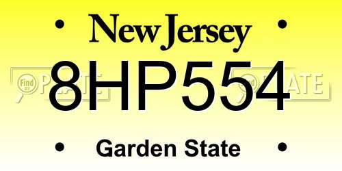 8HP554 New Jersey License Plate