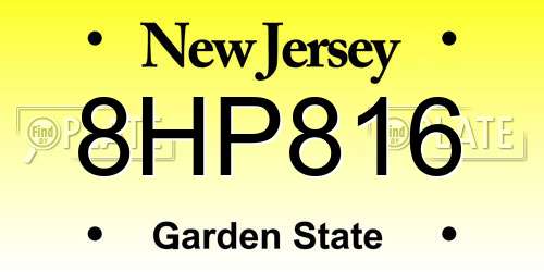 8HP816 New Jersey License Plate