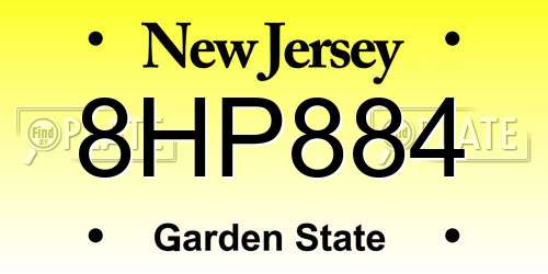 8HP884 New Jersey License Plate