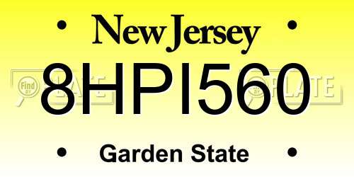 8HPI560 New Jersey License Plate