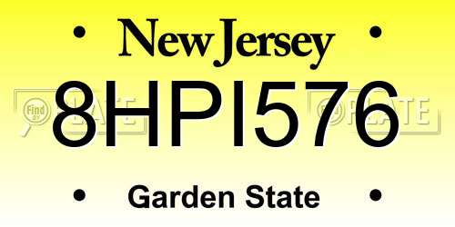 8HPI576 New Jersey License Plate
