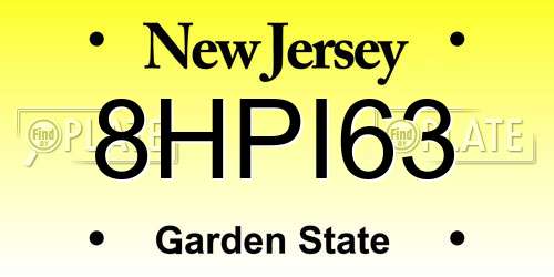 8HPI63 New Jersey License Plate