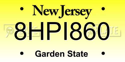 8HPI860 New Jersey License Plate