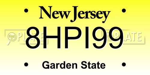 8HPI99 New Jersey License Plate
