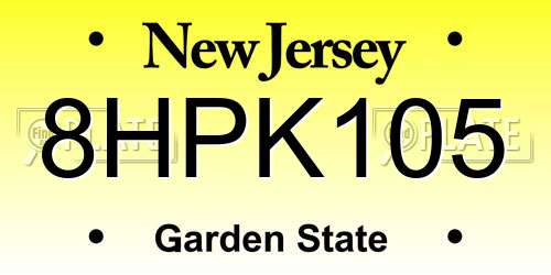 8HPK105 New Jersey License Plate