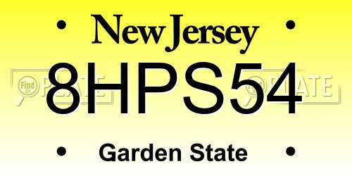 8HPS54 New Jersey License Plate