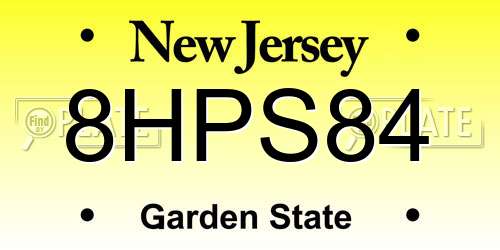 8HPS84 New Jersey License Plate