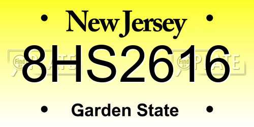 8HS2616 New Jersey License Plate