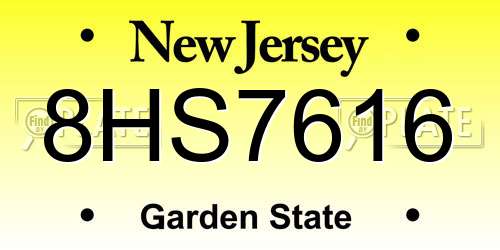 8HS7616 New Jersey License Plate