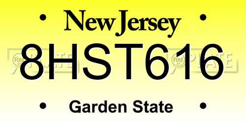 8HST616 New Jersey License Plate