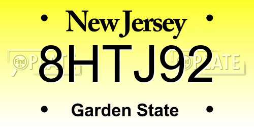 8HTJ92 New Jersey License Plate