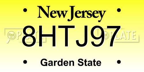 8HTJ97 New Jersey License Plate